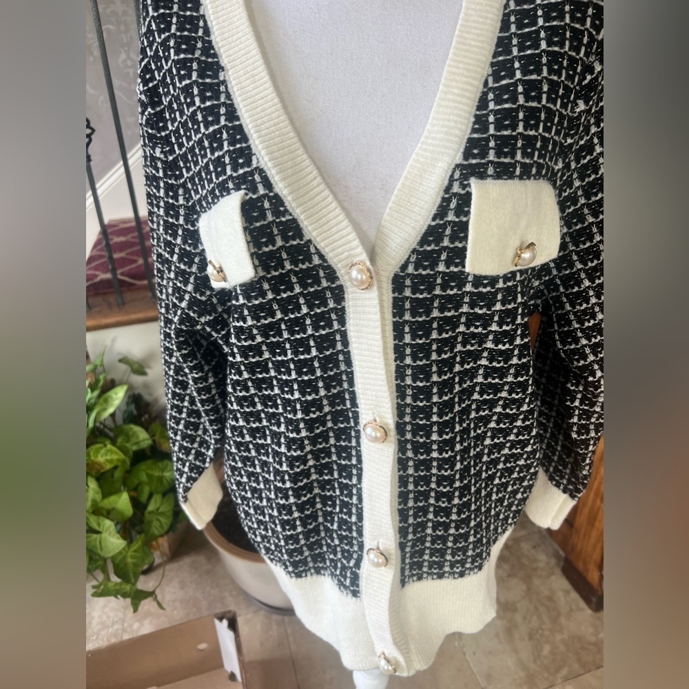 Lark and gray ladies V-neck button-down sweater NWT extra large V-neck - Picture 5 of 11